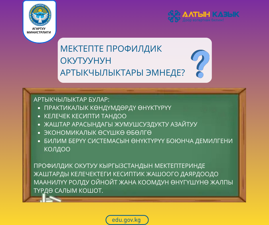 Мектепте профилдик окутуунун артыкчылыктары эмнеде?